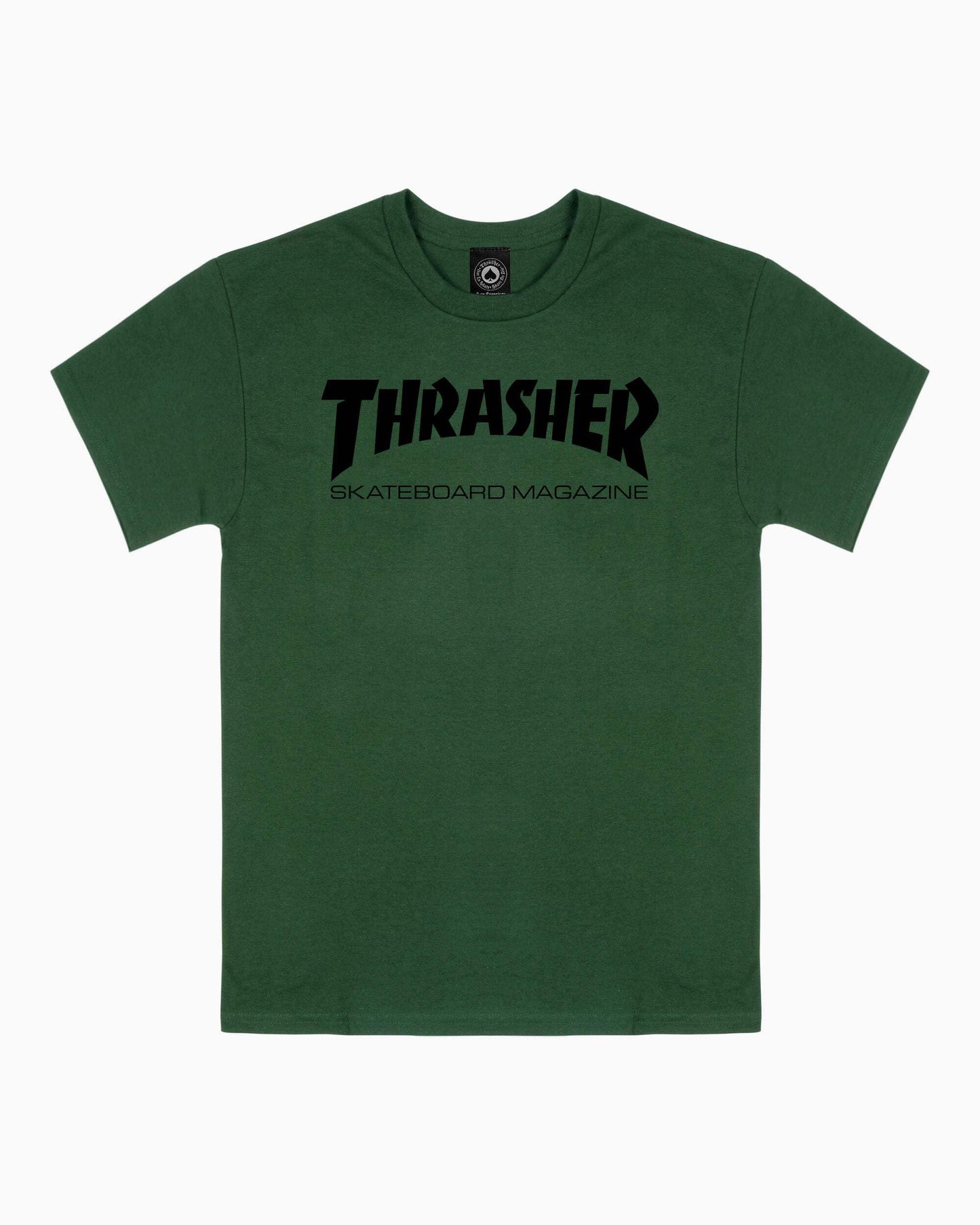 Thrasher Skateboard Magazine Men's S/S T-Shirt Skate Mag Skate Shirt, Army Green, Size: Small