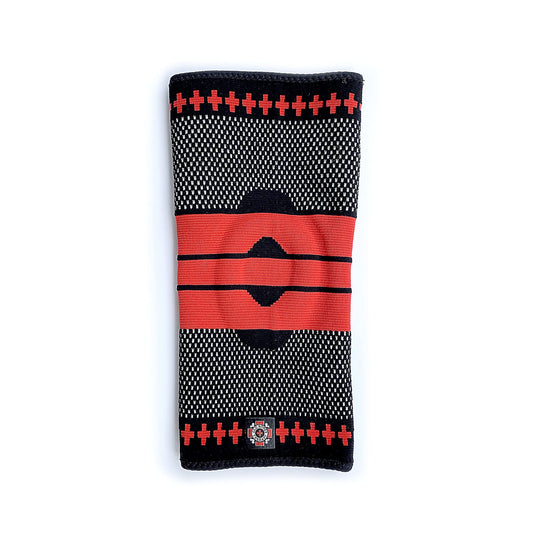 Old Bones Therapy Knee Brace - Knitted Compression Knee Sleeve and Support for Knee Pain Relief - Perfect for Sports, Arthritis, Post Surgery Recovery, Stability, Protection (L, Black/Red)